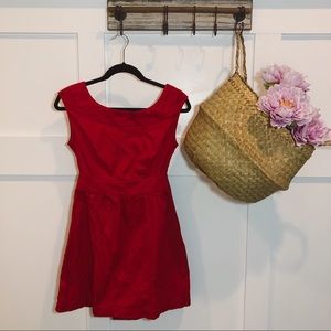 Tulle Red Bow Tie Open Back Dress